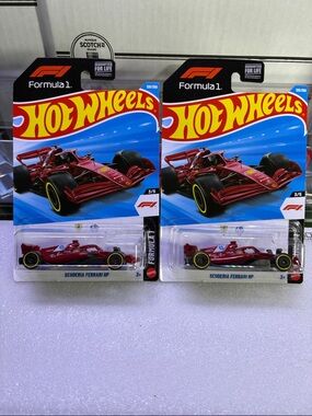 Mattel Hot Wheels Scuderia Ferrari F1 Race Cars - Red & Yellow